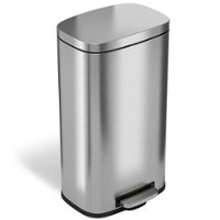 Halo - Premium 8 Gallon Step Pedal Trash Can with AbsorbX Odor Control System and Removable Inner Bucket - Stainless Steel - Angle_Zoom