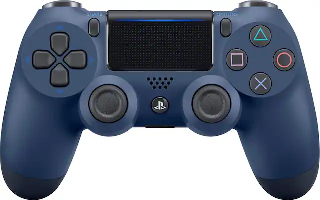 Front. Sony - DualShock 4 Wireless Controller for Sony PlayStation 4 - Midnight Blue.
