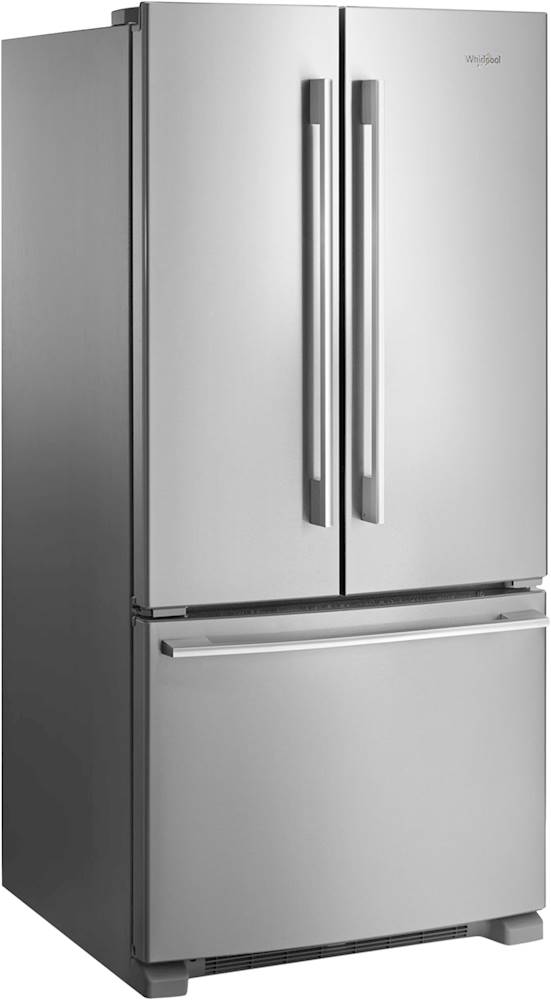 Angle View: Whirlpool - 22.1 Cu. Ft. French Door Refrigerator - Fingerprint Resistant Stainless Steel