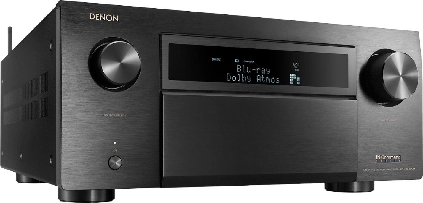 Angle View: Denon AVR-X8500H Flagship Receiver - 8 HDMI In /3 Out, 13.2 Channel 150 W/Ch | Dolby Surround Sound | Streaming + HEOS - Black