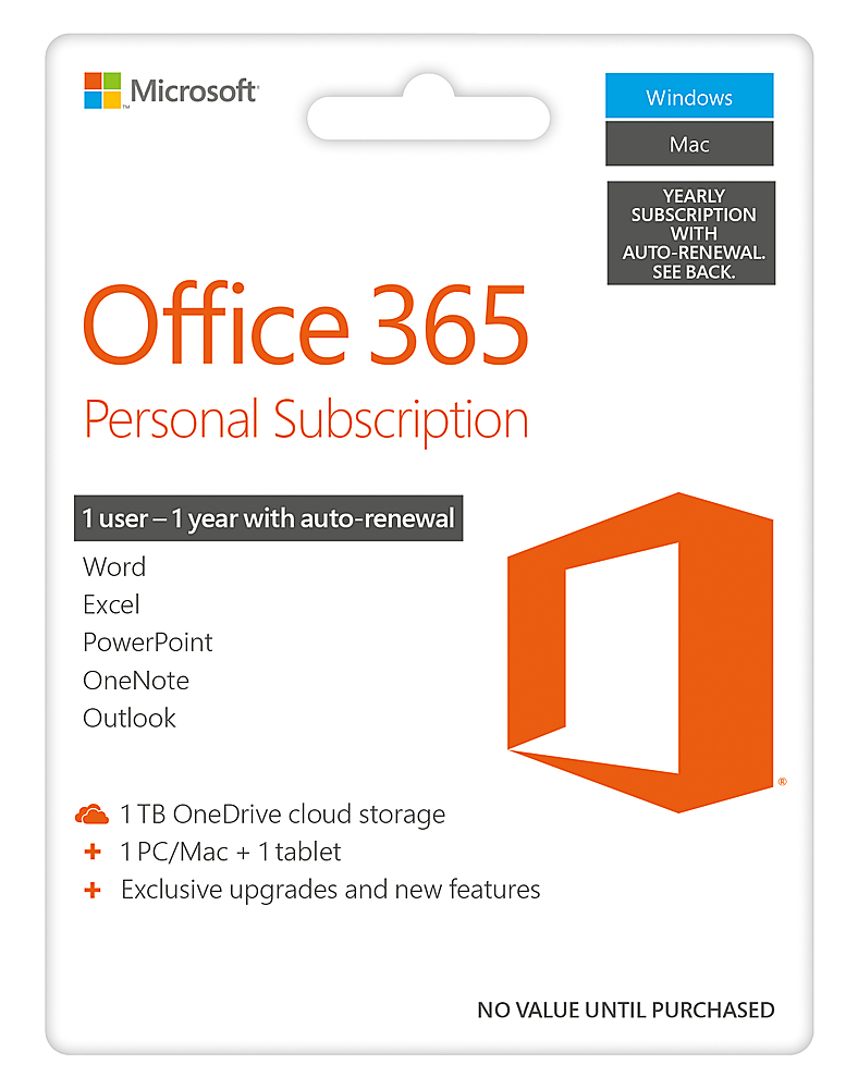 Microsoft 365 Personal (1-User) (1-Year Subscription Auto - Best Buy