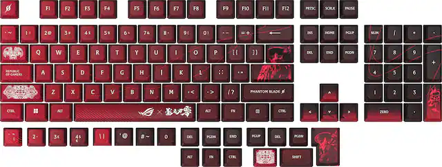 ASUS - ROG Universal Shine Through PBT Keycap Set - Compatible with Most Full-Size, 96%, 75% and 65% Keyboard Layouts - Phantom Blade Zero Edition