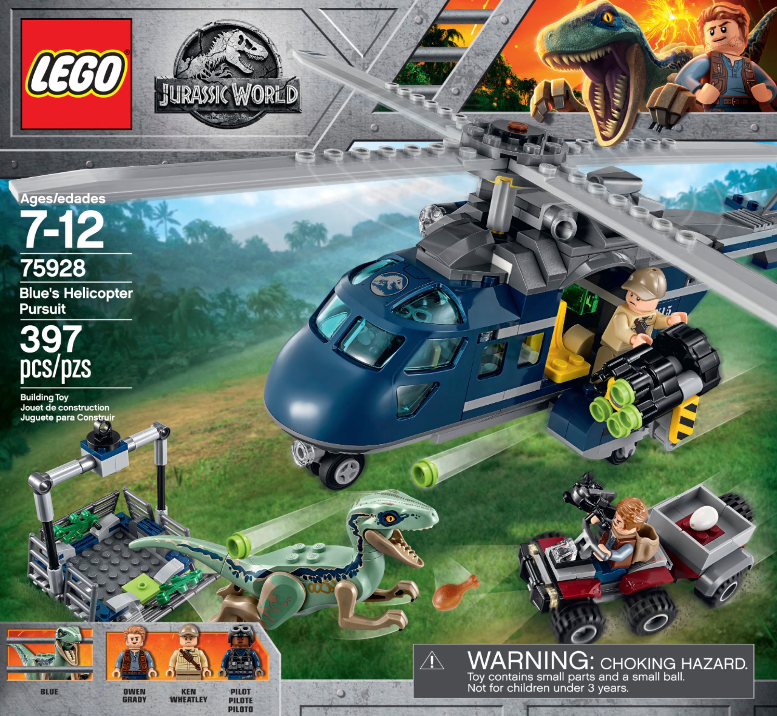 lego jurassic world blue's helicopter pursuit 75928