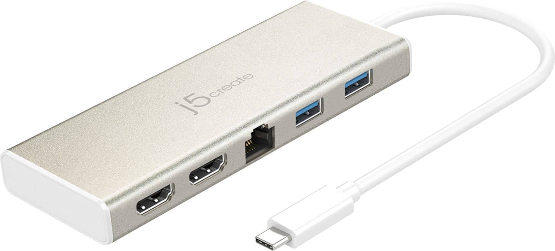 Front. j5create - USB-C Dual HDMI Mini Dock - Gold.