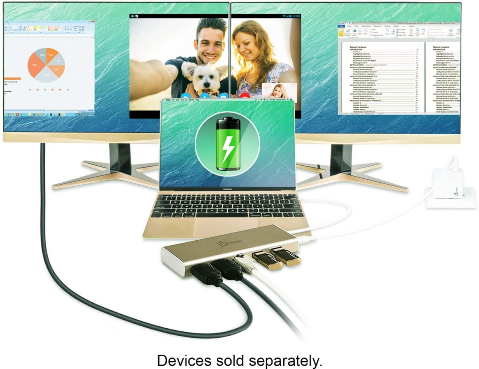 Alt View 13. j5create - USB-C Dual HDMI Mini Dock - Gold.