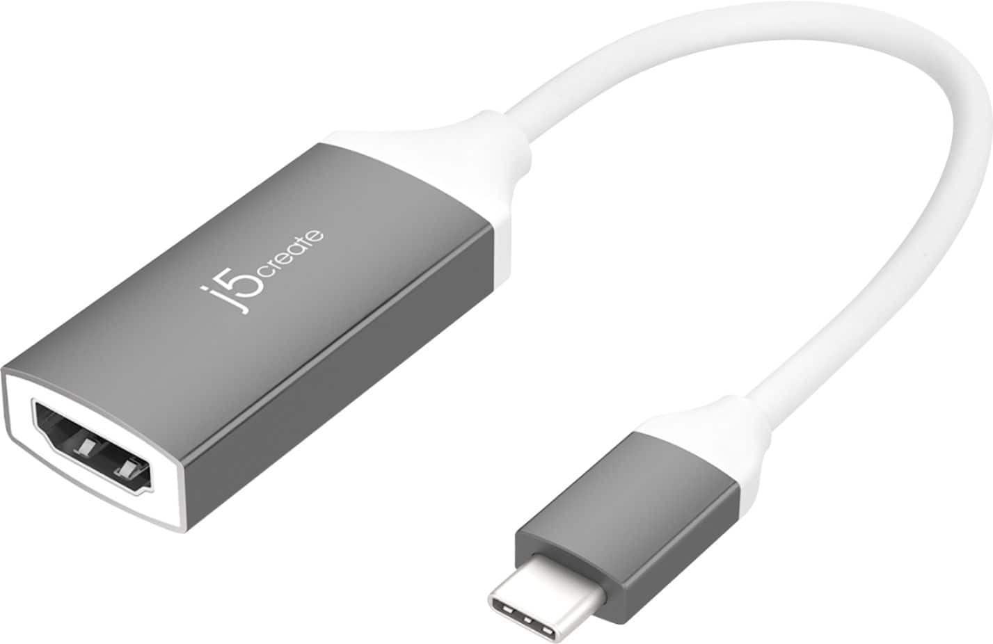 j5create - USB-C to 4K HDMI Adapter - Space Gray/White - Front_Zoom