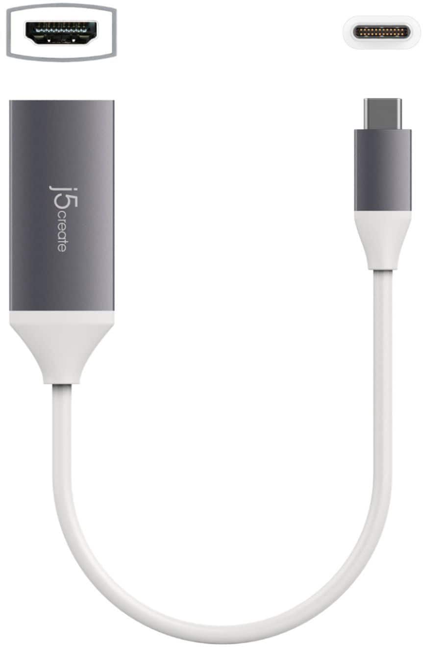 Alt View 13. j5create - USB-C to 4K HDMI Adapter - Space Gray/White.