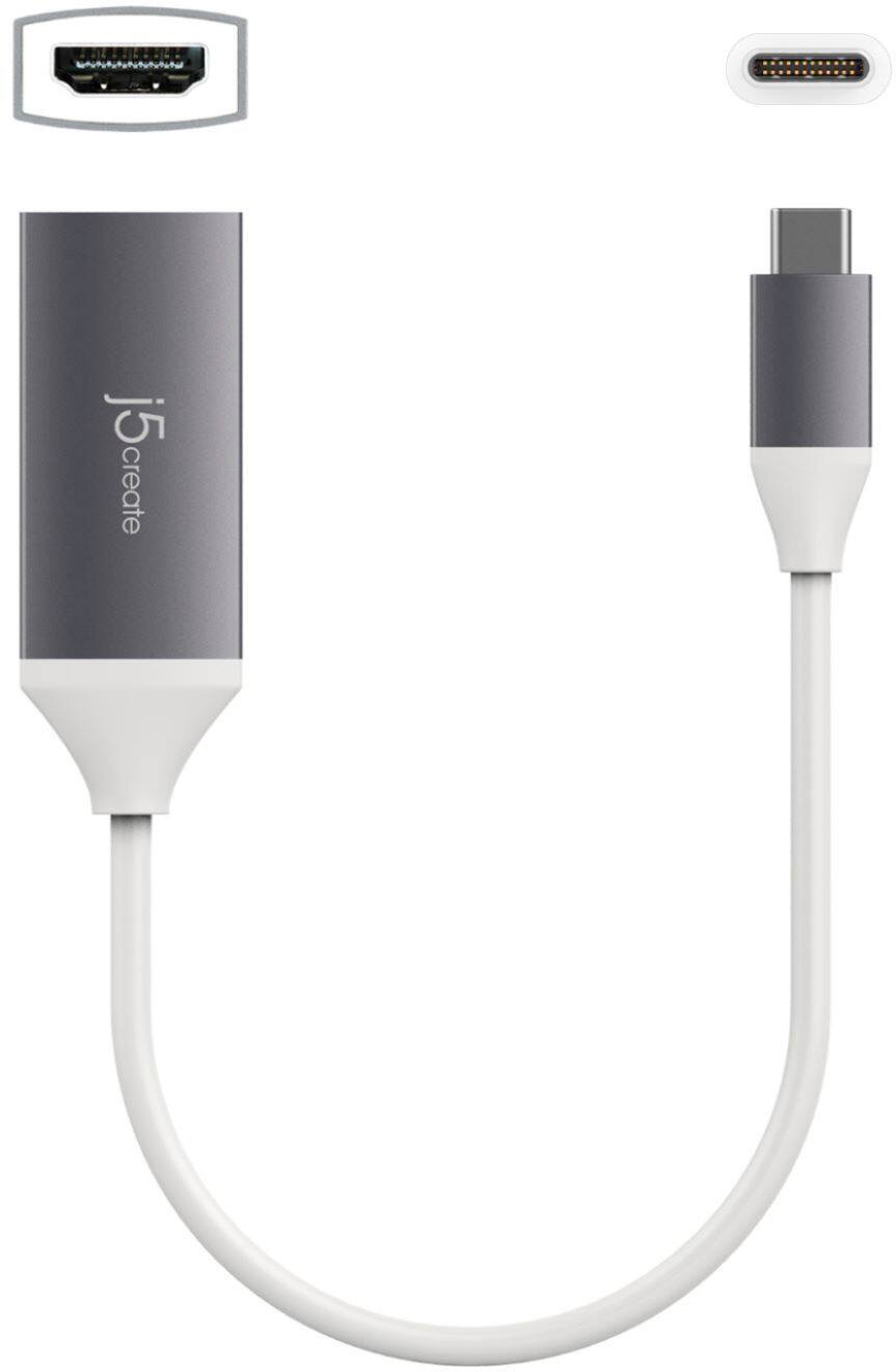 Alt View 13. j5create - USB-C to 4K HDMI Adapter - Space Gray/White.