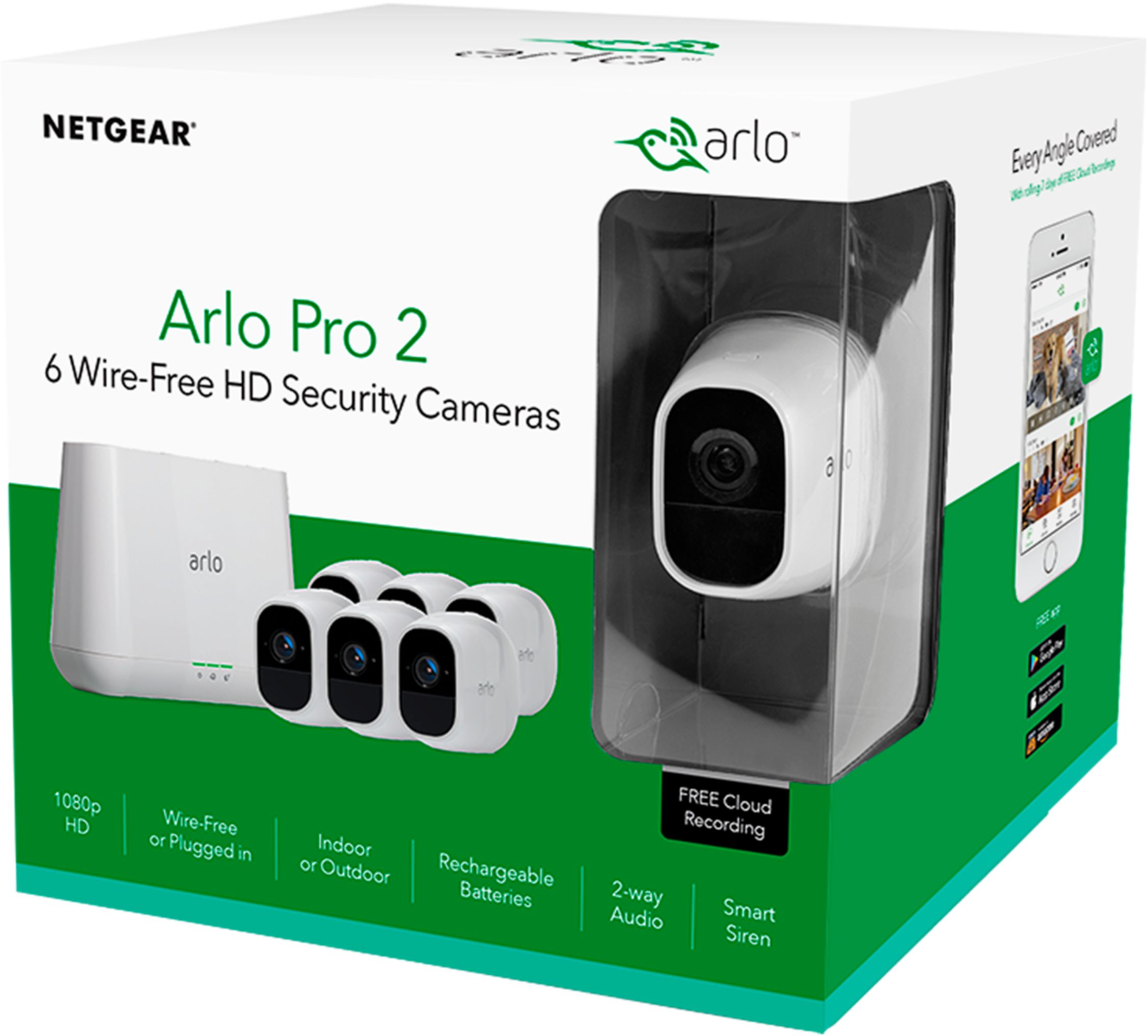 Forvent det Rengør rummet tunge Best Buy: Arlo Pro 2 6-Camera Indoor/Outdoor Wireless 1080p Security Camera  System White VMS4630P-100NAS