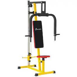 Soozier - Chest Fly Machine and Chest Press Station, Delt Machine Home Gym Equipment for Chest, Back, Pectoral - Yellow