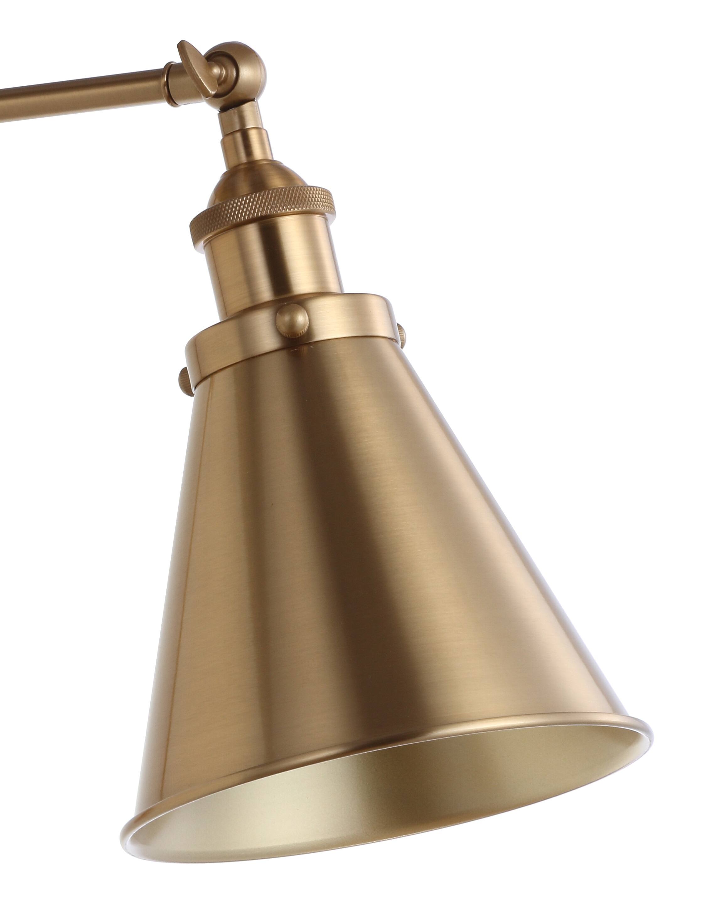 Alt View 3. Jonathan Y - Rover 7" Classic Industrial Metal Adjustable Arm LED Wall Sconce, Brass - Brass Gold.