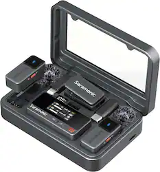 Saramonic - Air 2-Person Mini Wireless Clip-On Mic System w/ Lavaliers for Cameras, Mobile Devices & Computers - Black - Front_Zoom