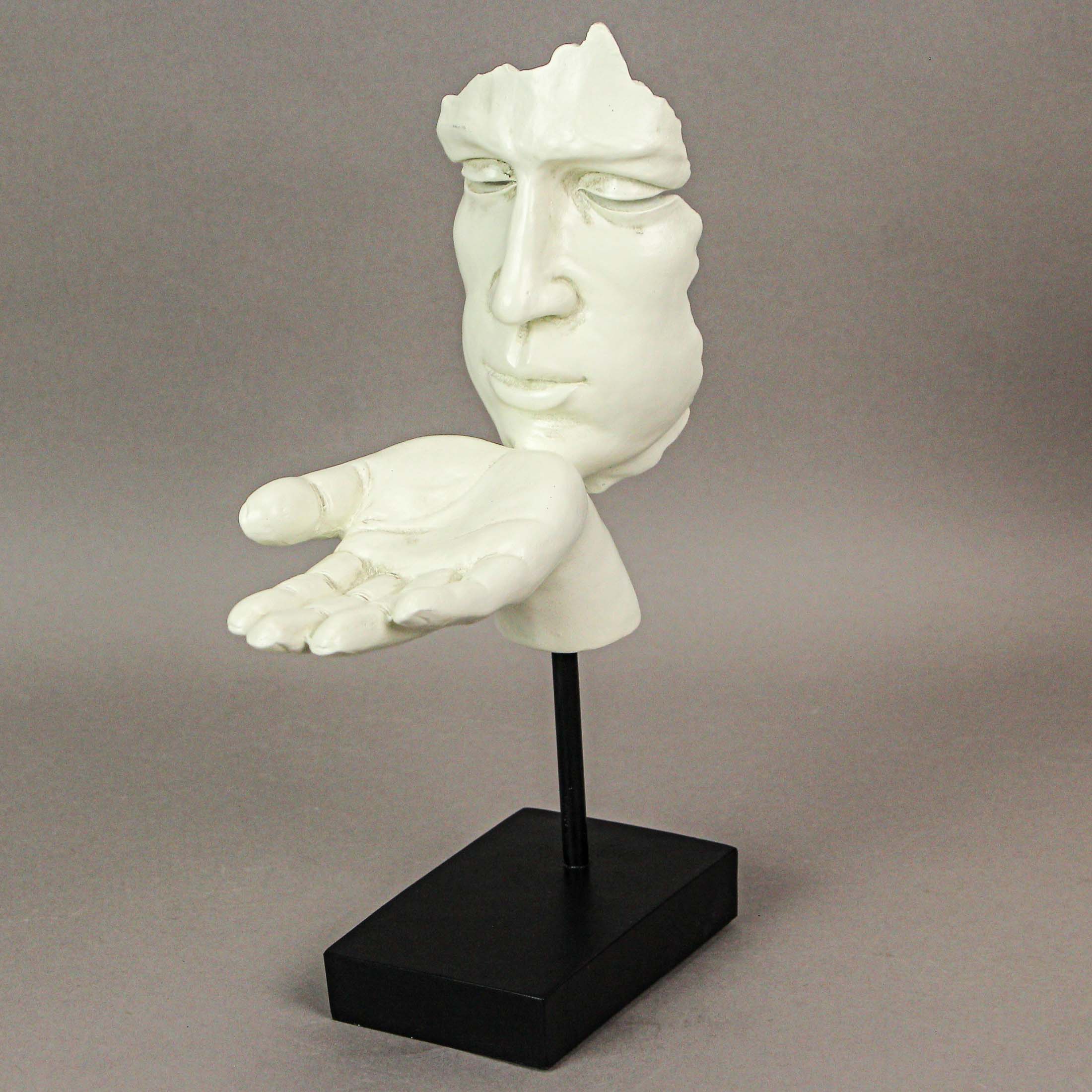 Alt View 5. Zeckos - Vitruvian Collection Face with Hand "Blowing A Kiss" Sculpture Statue, 10.75 Inches Tall - White.