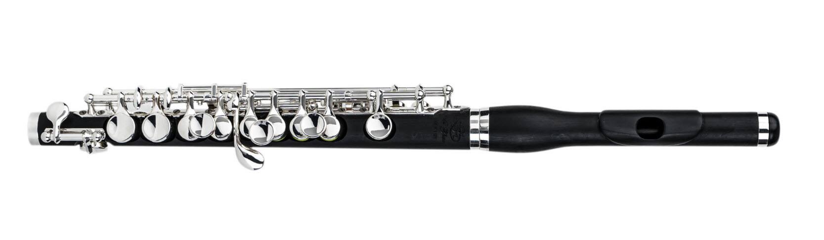 Angle. Di Zhao Flutes - DZP-102 Composite Plastic-Grenadilla Piccolo - Black, Silver.