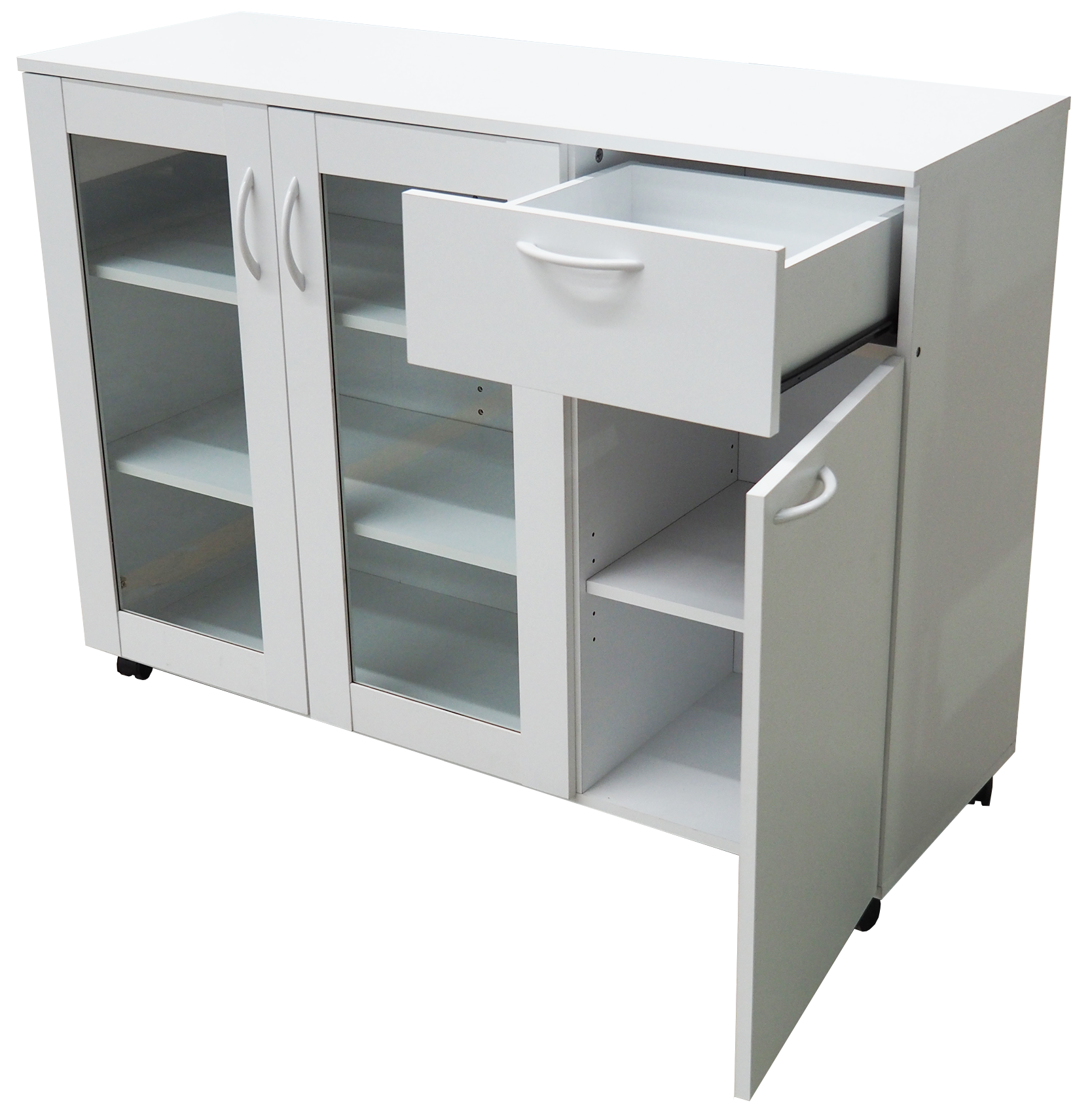 Alt View 3. Kings Brand Furniture - Kings Brand Furniture Buffet Server Sideboard Kitchen Storage Cabinet with Adjustable Shelves & Drawer - White.