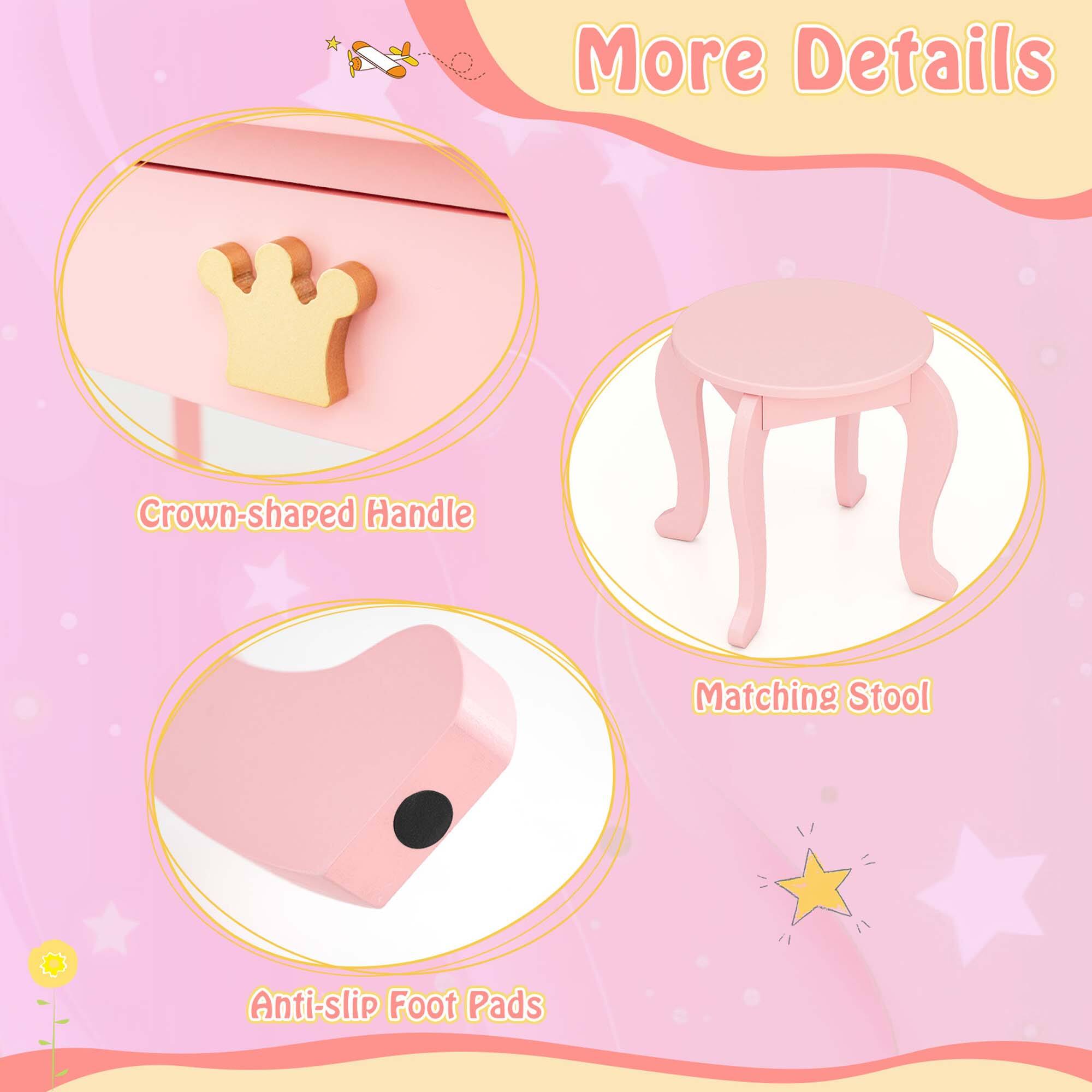 More Details: Crown-shaped Handle, Matching Stool, Anti-slip Foot Pads.