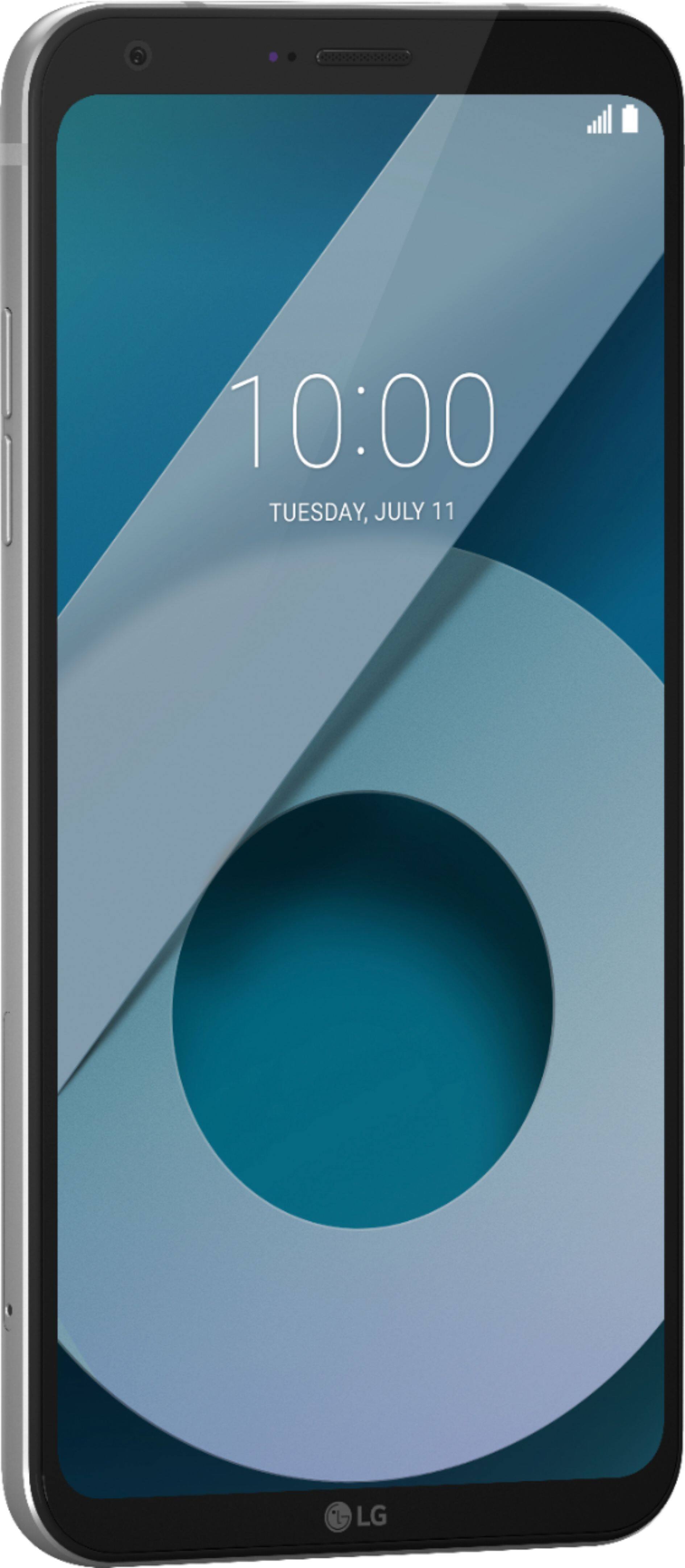 Angle. LG - Geek Squad Certified Refurbished Q6 4G LTE with 32GB Memory Cell Phone (Unlocked) - Platinum.