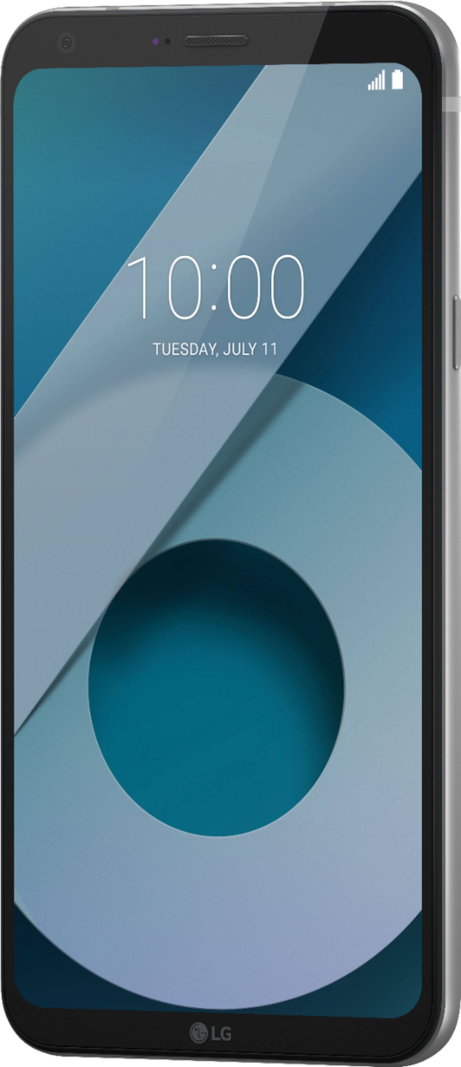 Left. LG - Geek Squad Certified Refurbished Q6 4G LTE with 32GB Memory Cell Phone (Unlocked) - Platinum.