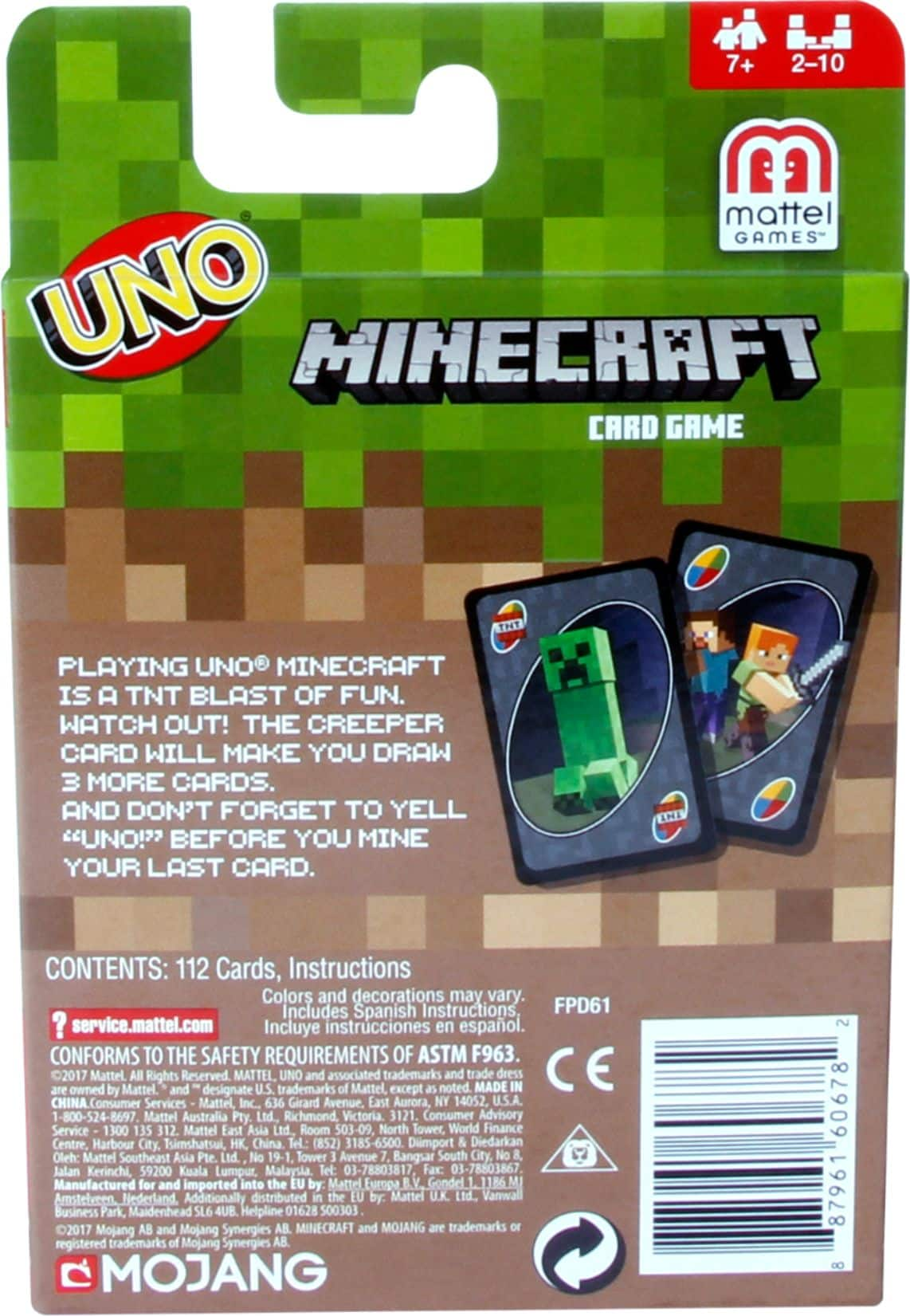 UNO Minecraft Card Game de videogame Deck de colecionador com tema 112