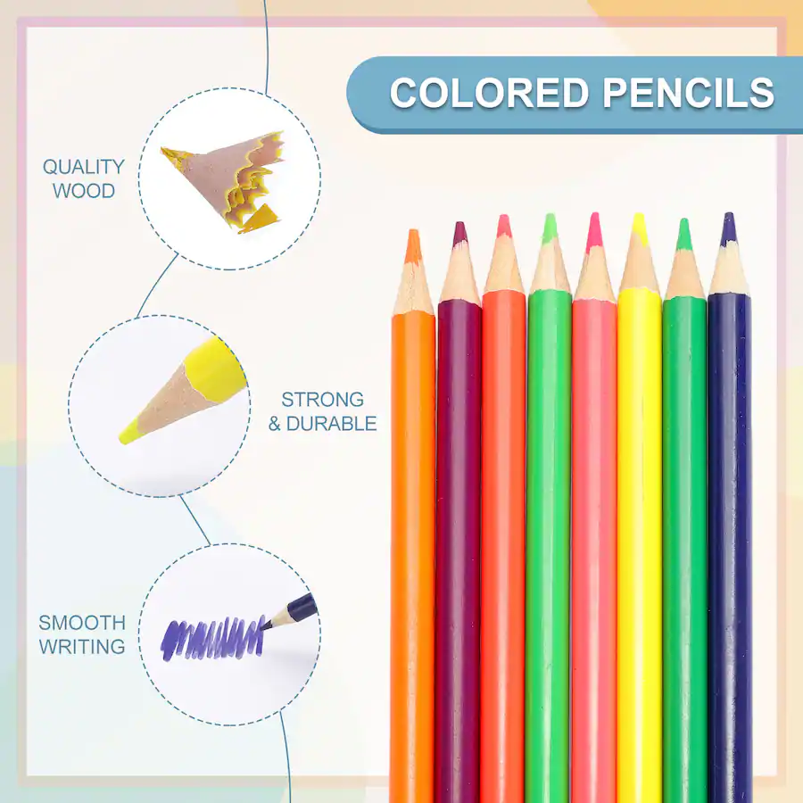 Unique Color Unique Bargains Colored Pencils Set, 6pcs Oil Color Pencils Wooden ...