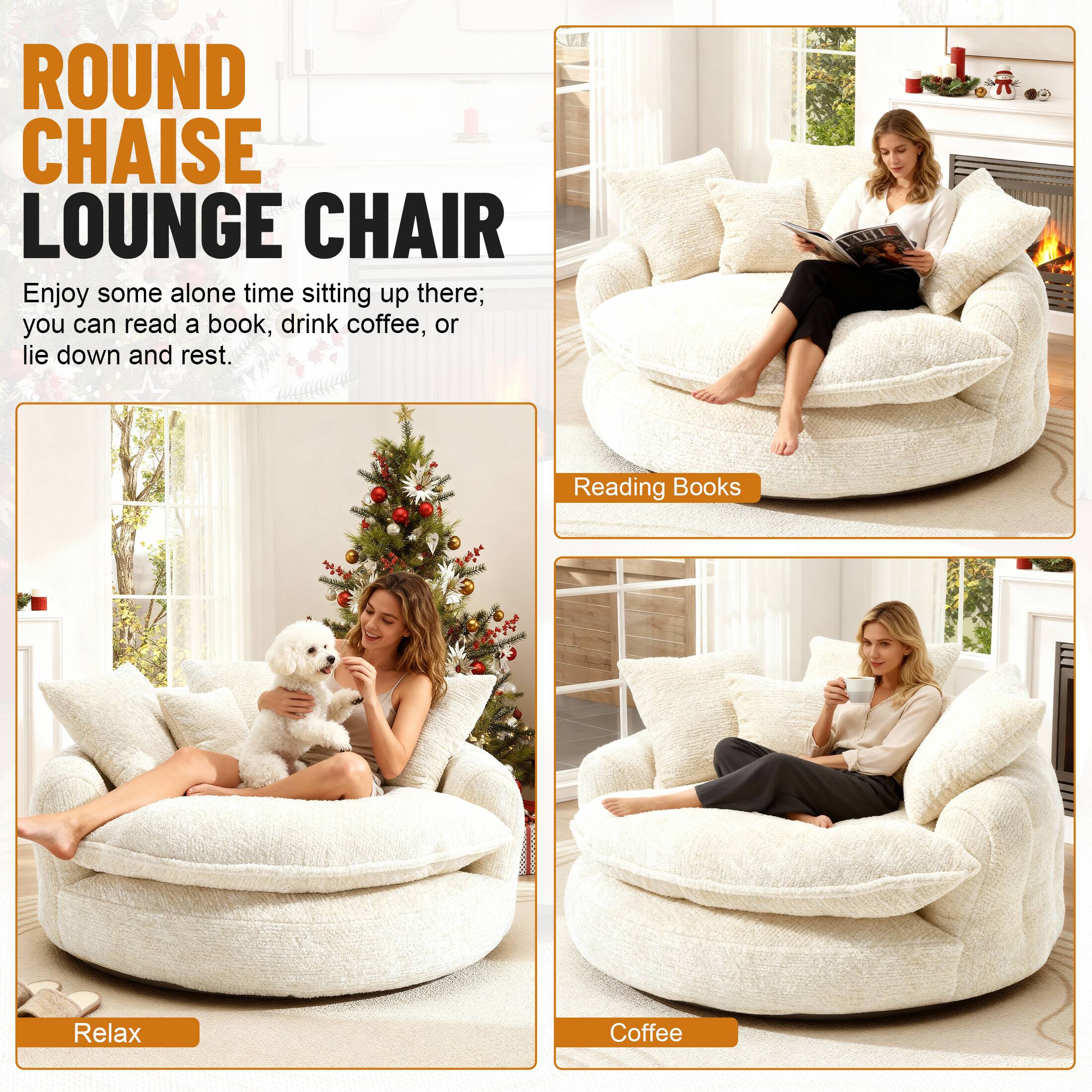 ROUND CHAISE LOUNGE CHAIR

Enjoy some alone time sitting up there; you can read a book, drink coffee, or lie down and rest.

Reading Books

Relax

Coffee
