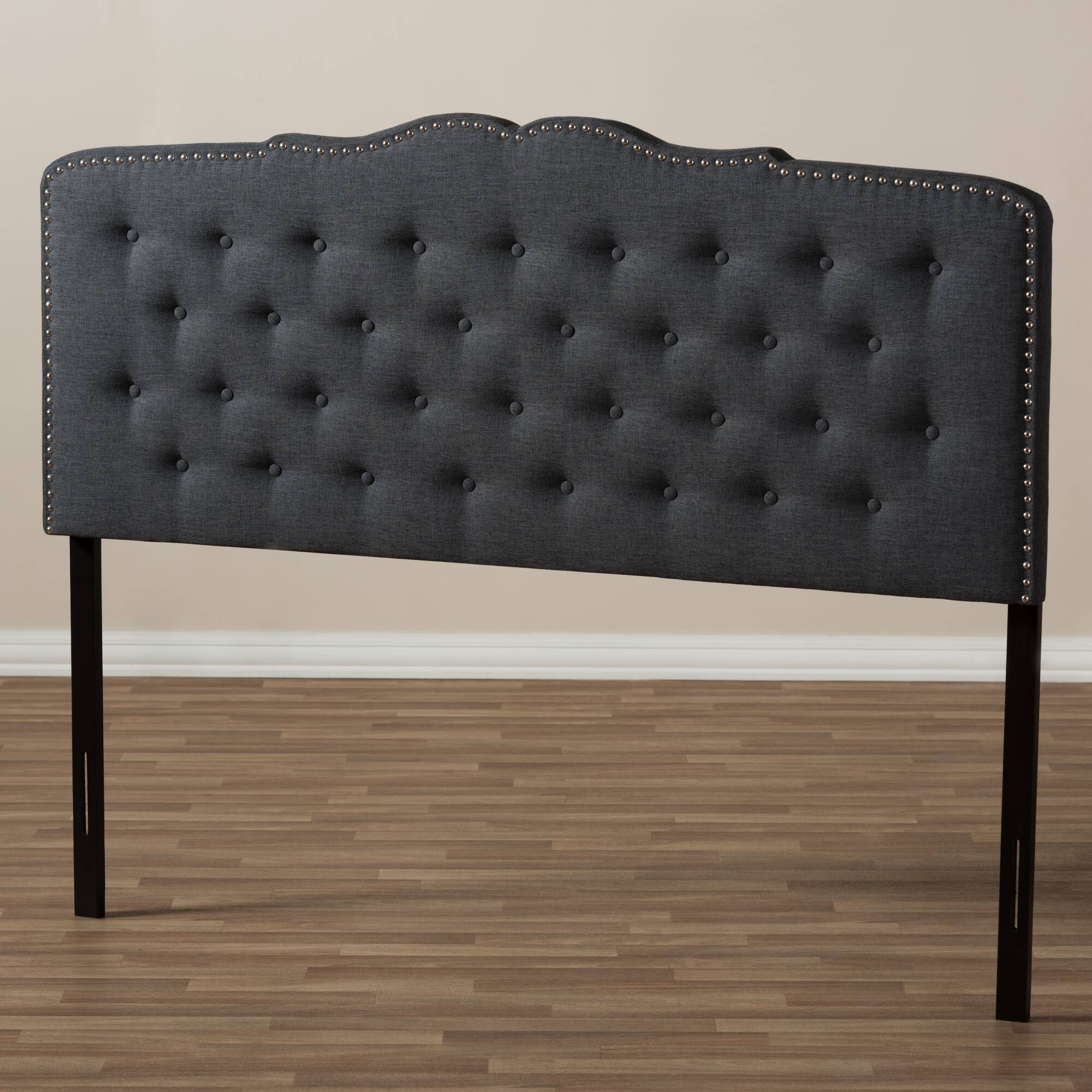 Alt View 1. Baxton Studio - Lucy Modern and Contemporary Fabric King Size Headboard - Dark Grey.
