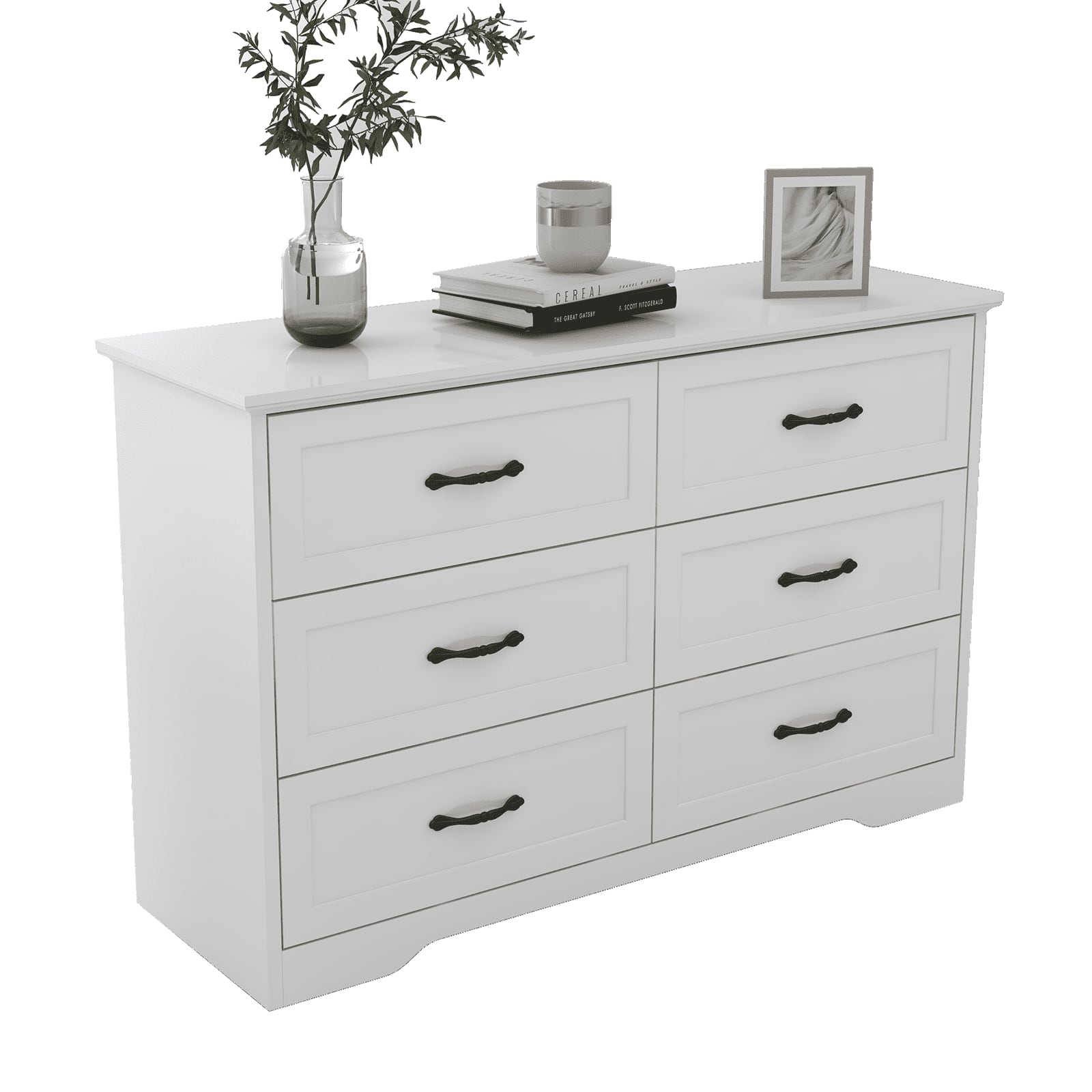 GARVEE - White 6-Drawer Storage Chest, Durable MDF for Bedroom, Office, or Living Room, Elegant Storage Solution - White 6 Drawers