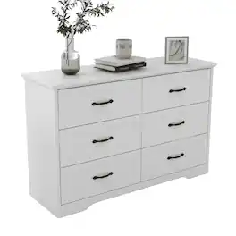 GARVEE - White 6-Drawer Storage Chest, Durable MDF for Bedroom, Office, or Living Room, Elegant Storage Solution - White 6 Drawers