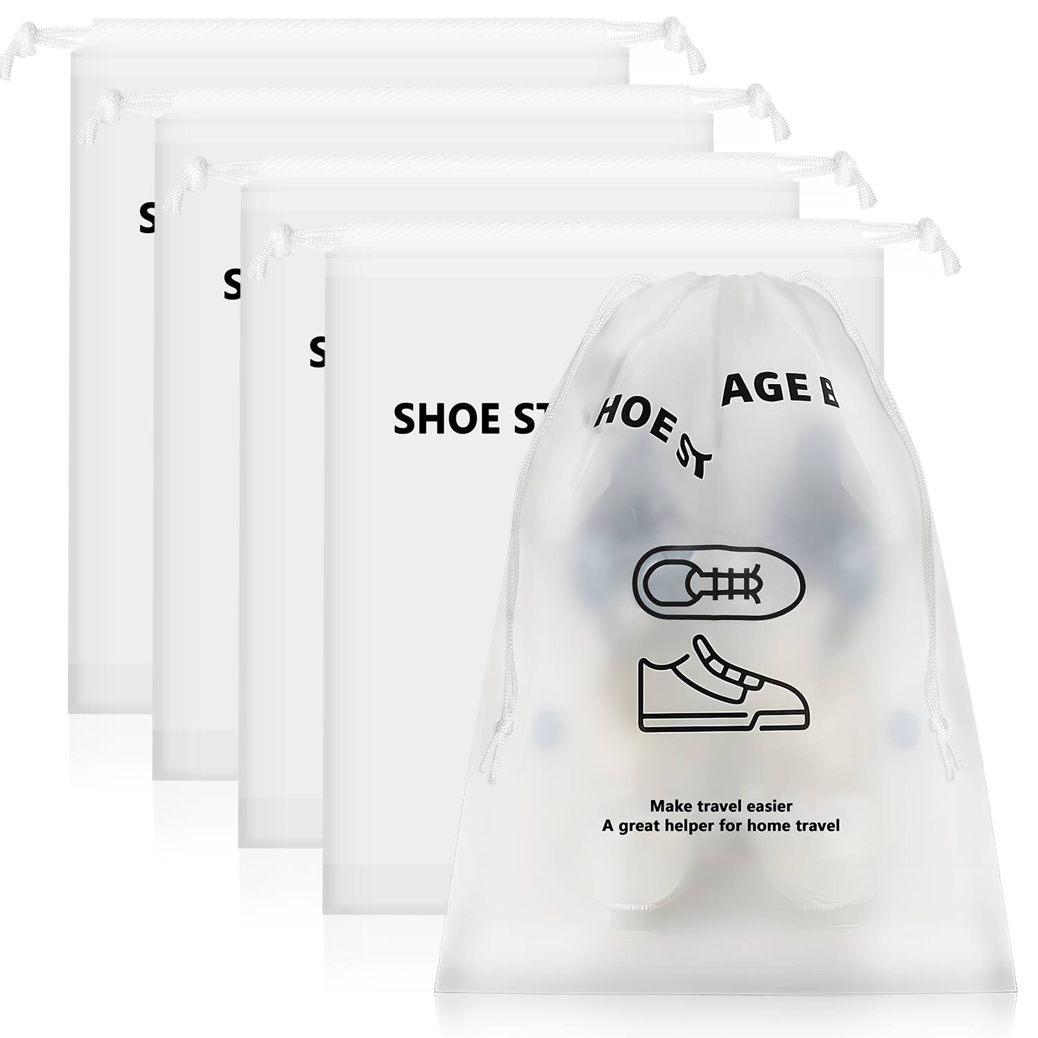 Fosmon - 5Pack Shoe Bags for Travel, Drawstring Shoe Bag Organizer, Travel Shoe Bags for Packing in Suitcase Gym, Shoe Travel Bag - White price history on PriceWatchPro