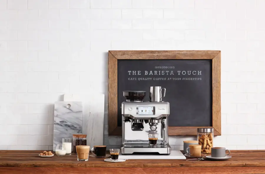 Alt View 13. Breville - the Barista Touch Espresso Machine with 9 bars of pressure, Milk Frother and integrated grinder - Stainless Steel.