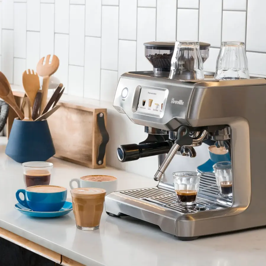 Alt View 14. Breville - the Barista Touch Espresso Machine with 9 bars of pressure, Milk Frother and integrated grinder - Stainless Steel.