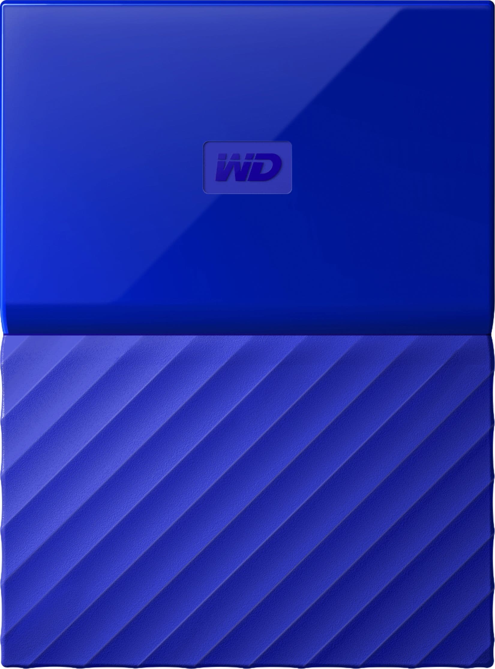 Front. WD - My Passport 2TB External USB 3.0 Portable Hard Drive with Hardware Encryption - Blue.
