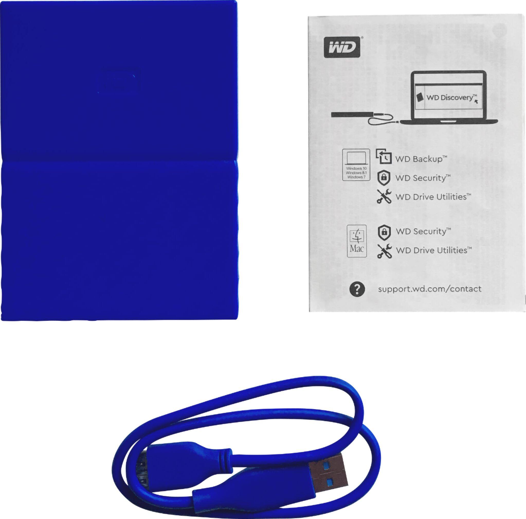 Alt View 15. WD - My Passport 2TB External USB 3.0 Portable Hard Drive with Hardware Encryption - Blue.