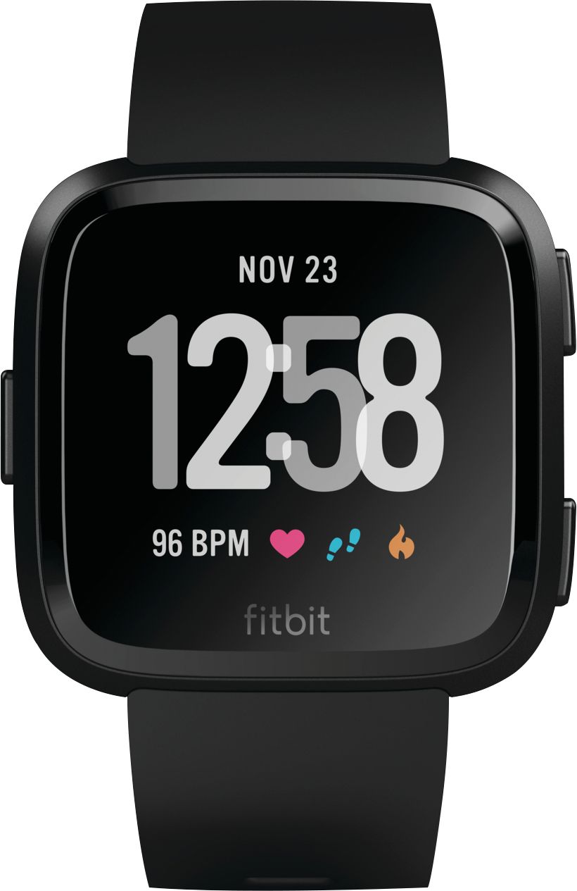 Black Fitbit Versa Activity Tracker Aluminum Smartwatch FB504GMBK Large 