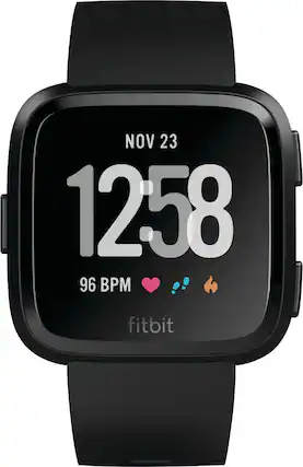 Front. Fitbit - Versa Smartwatch - Black.