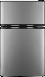 Insignia™ 3.0 Cu. Ft. Mini Fridge with Top Freezer Stainless steel NS ...