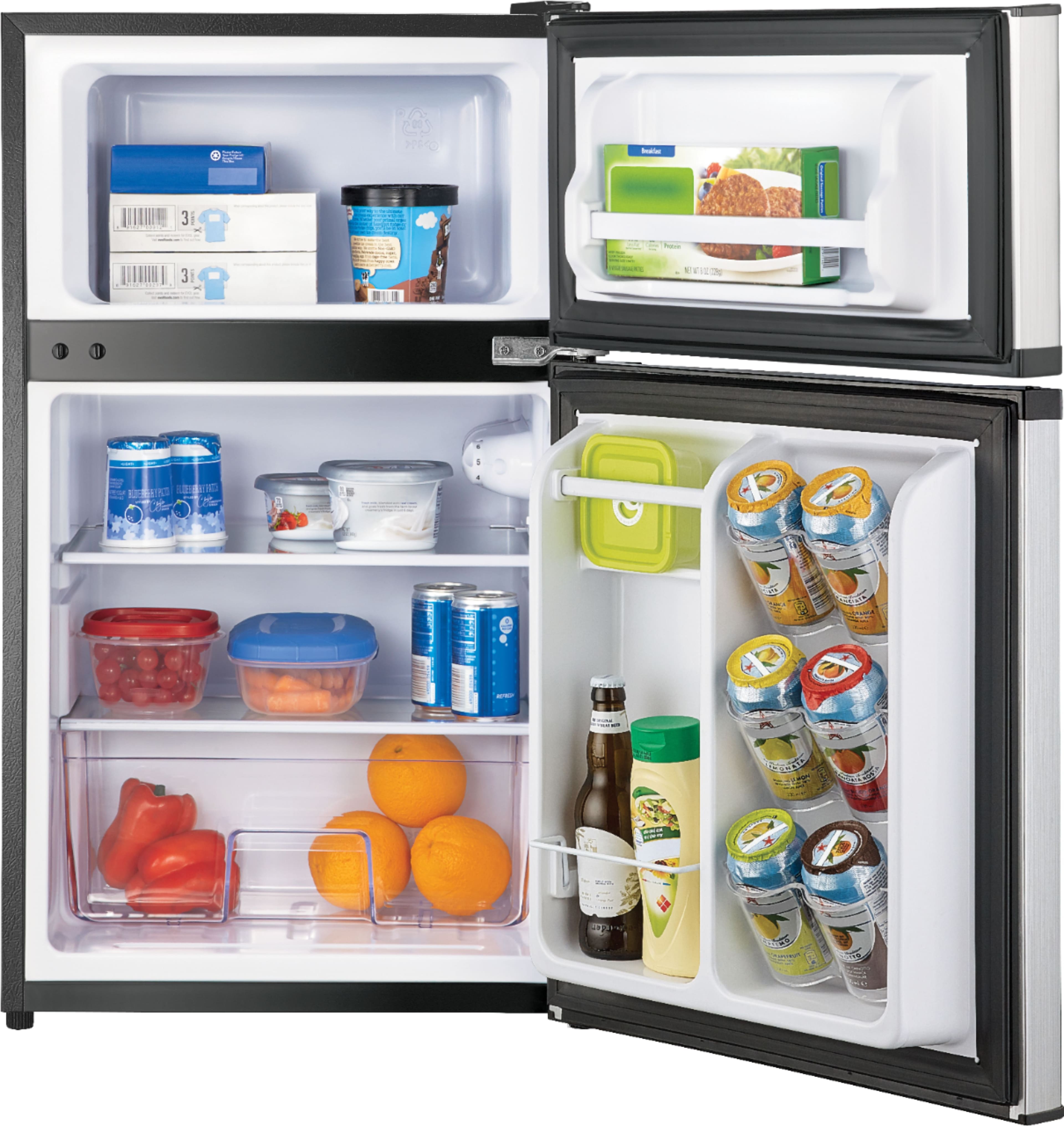 Alt View 12. Insignia™ - 3.0 Cu. Ft. Mini Fridge with Top Freezer and ENERGY STAR Certification - Stainless steel.