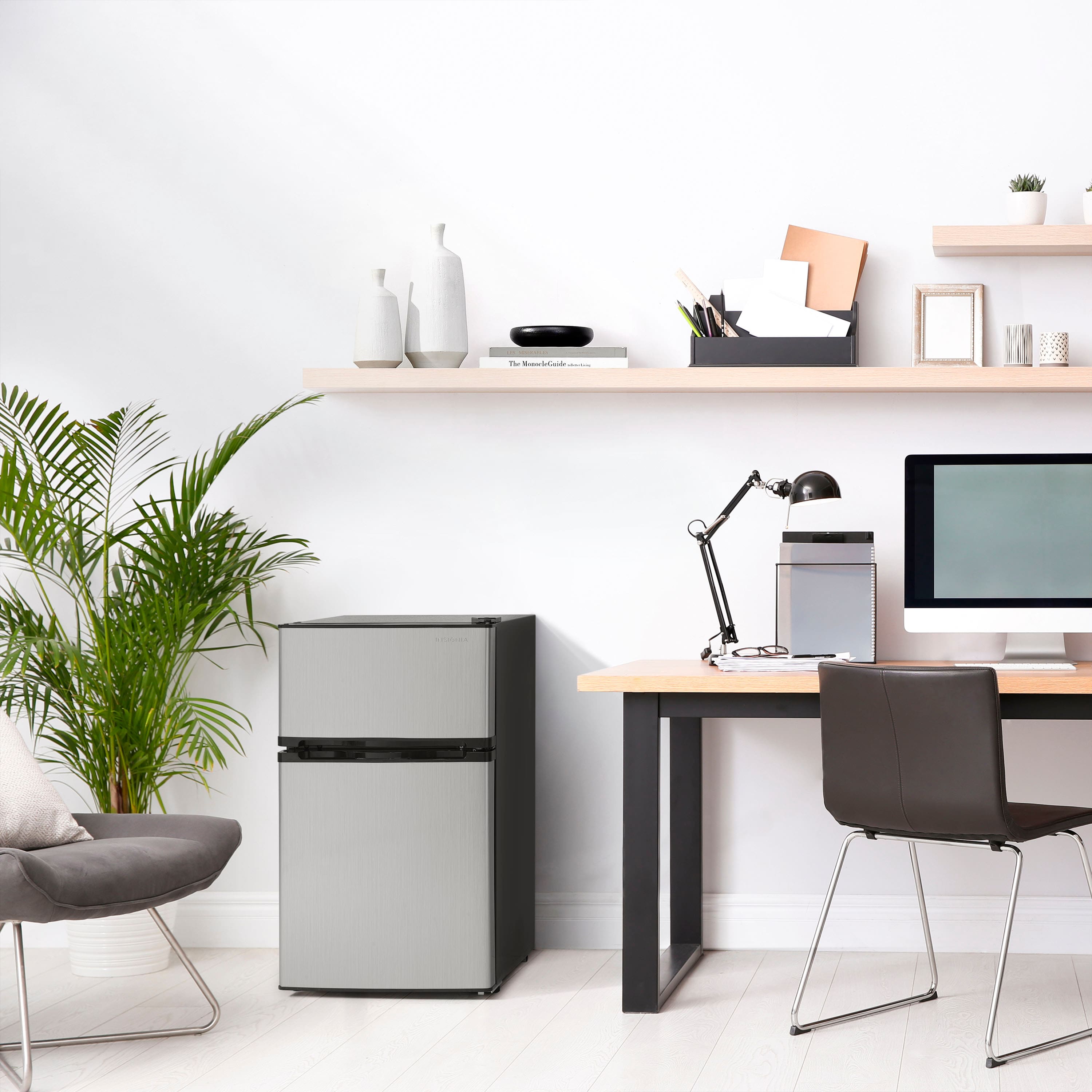 Alt View 16. Insignia™ - 3.0 Cu. Ft. Mini Fridge with Top Freezer and ENERGY STAR Certification - Stainless steel.