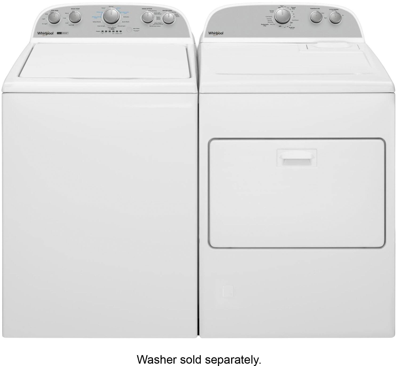 Alt View 6. Whirlpool - 7 Cu. Ft. Electric Dryer with AutoDry Drying System - White.