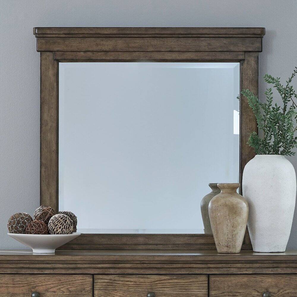Alt View 2. Liberty Furniture Industries - Carolina Park Mirror Transitional Wood Framed 42" x 40" - Amber Brown - Amber Brown.
