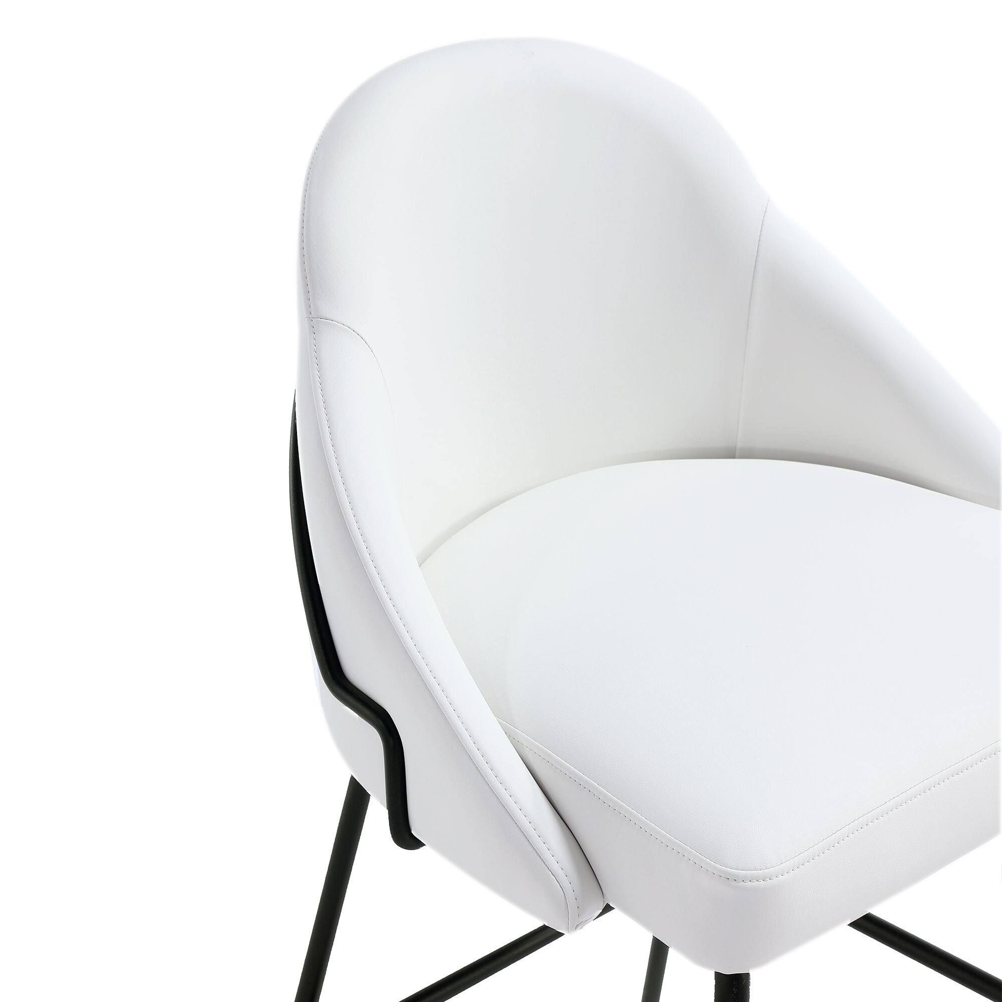 Alt View 1. Manhattan Comfort - Gracie Modern Metal Upholstered Barstool - Set of 3 - White and Black.