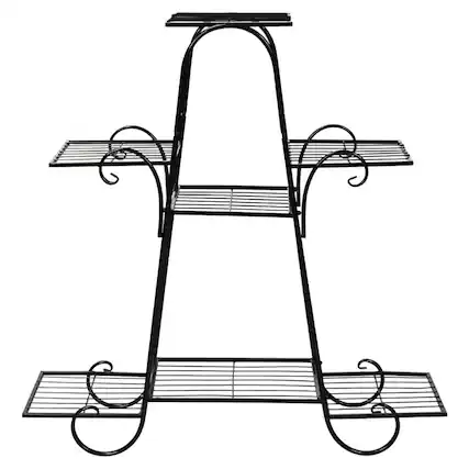 Front. Pefilos - 7 Tier Metal Patio Plant Stand, Flower Pot Stand for Planter Corner Garden Balcony Patio - Black.