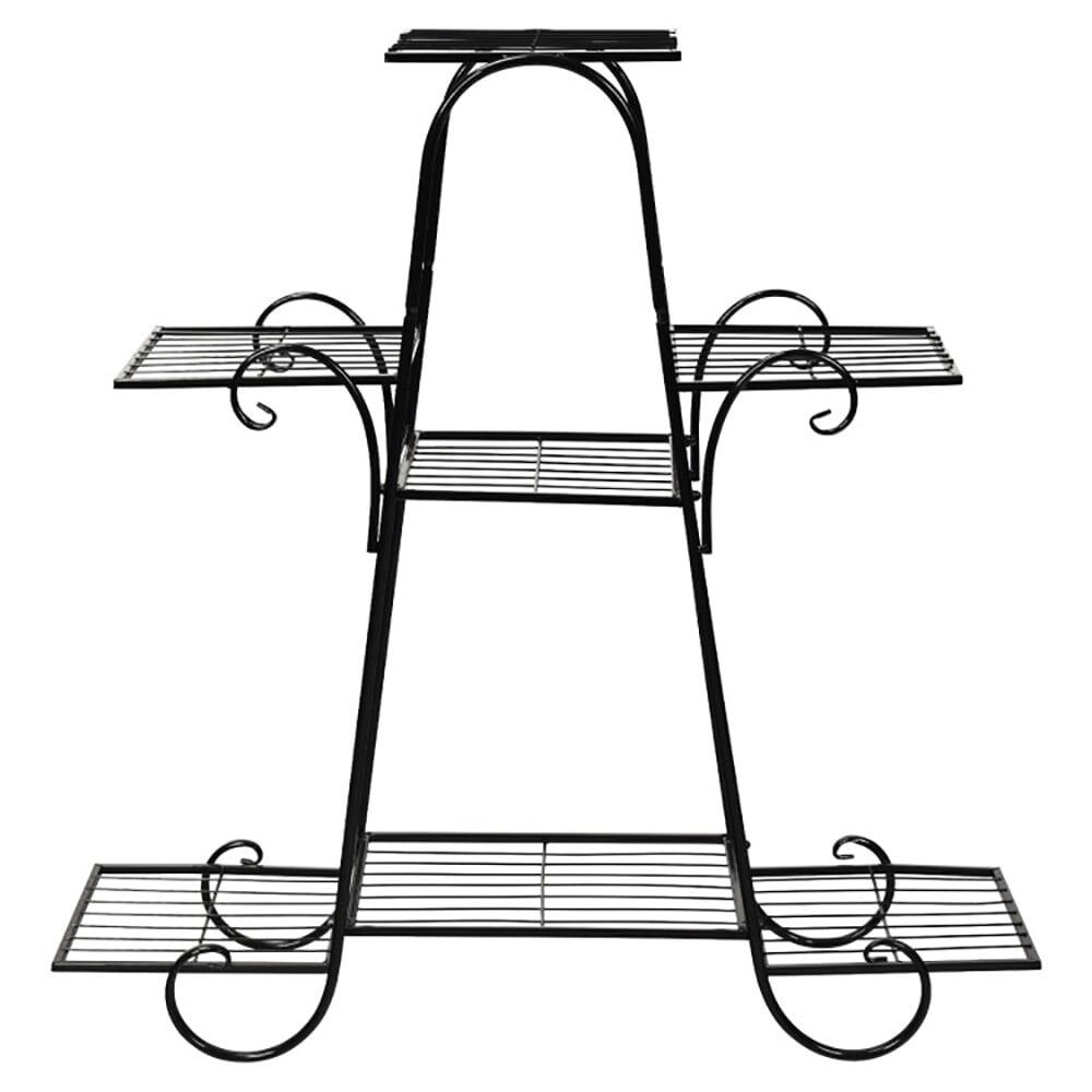 Front. Pefilos - 7 Tier Metal Patio Plant Stand, Flower Pot Stand for Planter Corner Garden Balcony Patio - Black.