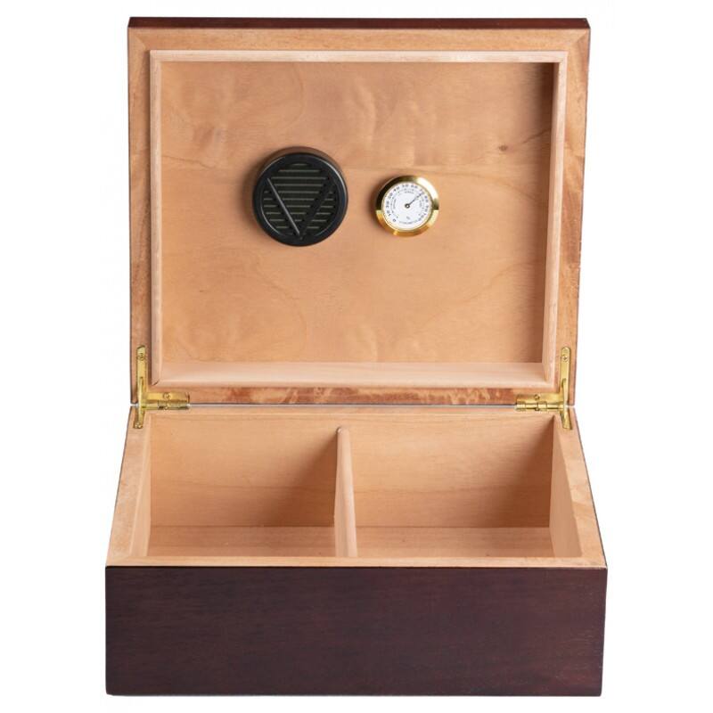 Back. Prestige - Chardonnay Small Cigar Humidors - Dark Walnut Wood Finish.