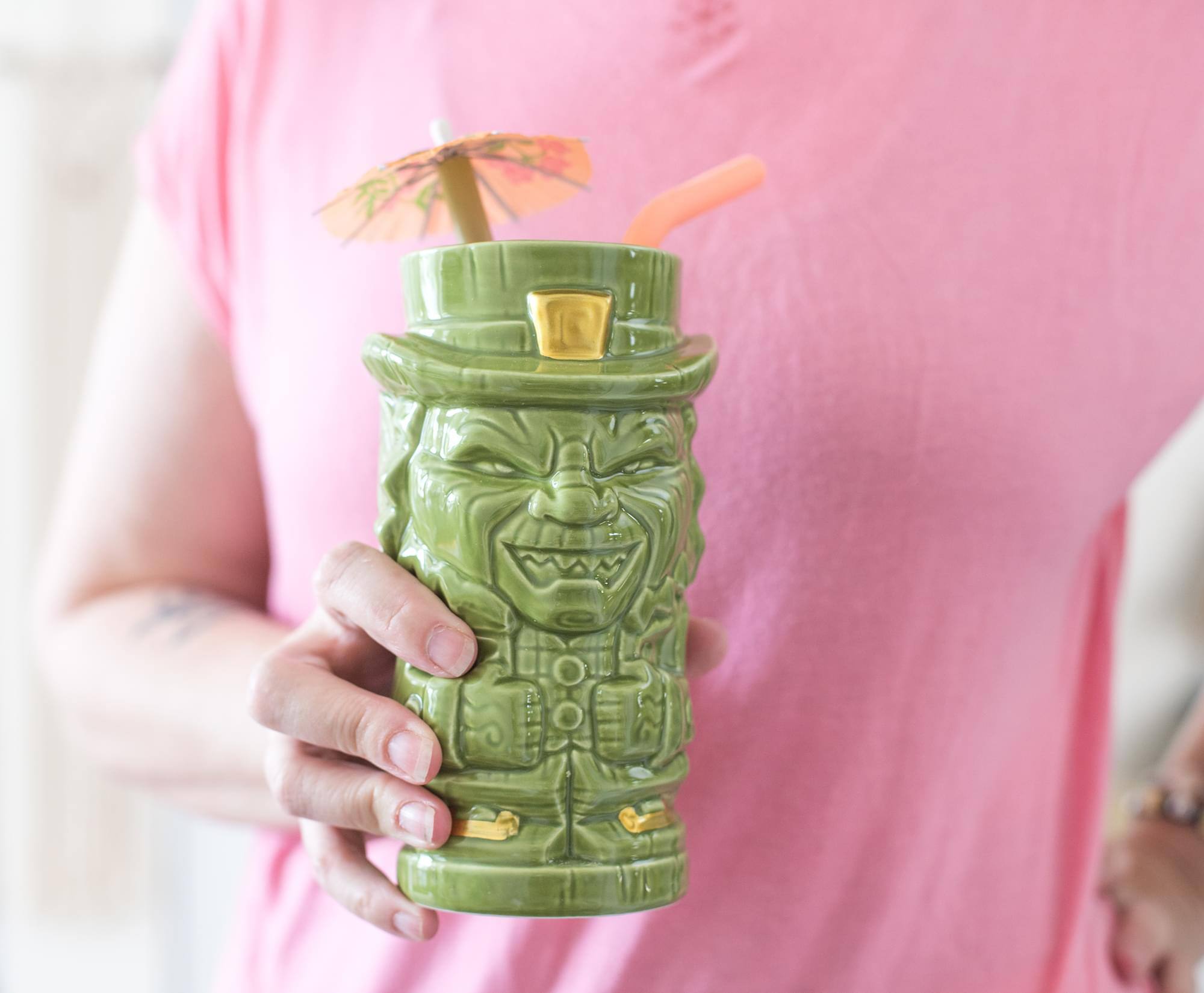 Alt View 4. ThinkGeek - Geeki Tikis Leprechaun Movie Mug | Ceramic Tiki Style Cup | Holds 18 Ounces - Green.