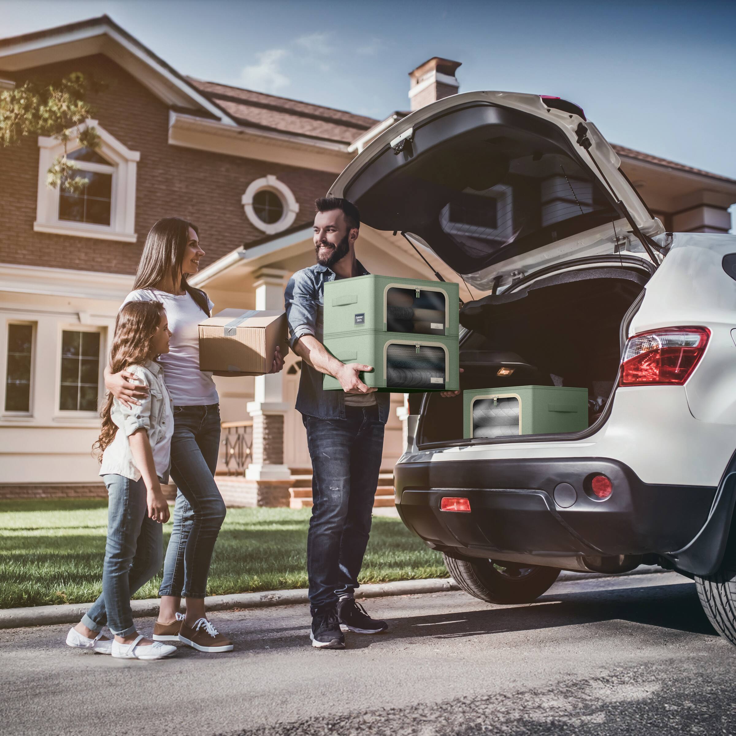 Alt View 3. Sorbus - Sorbus Storage Bins with Metal Frame - Stackable & Foldable Clothes Organizer Bags - Oxford Fabric Storage Containers - Teal.