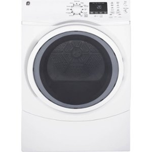 GE - 7.5 Cu. Ft. 13-Cycle Gas Dryer with Steam - White on white