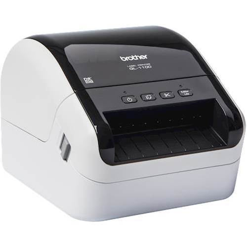 Angle View: Brother - QL-1100 Wide Format, Postage and Barcode Professional Label Printer - White/Black
