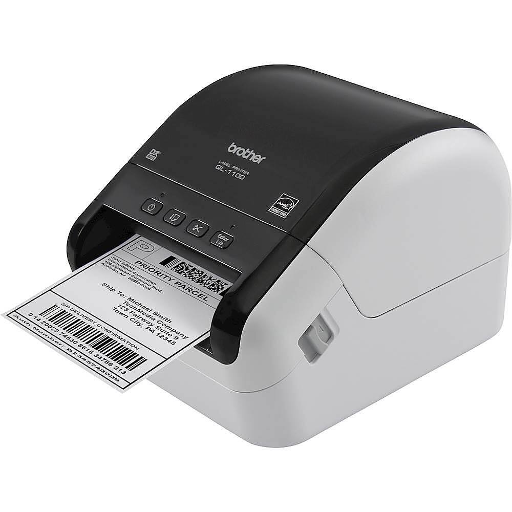 Alt View 11. Brother - QL-1100 Wide Format, Postage and Barcode Professional Label Printer - White/Black.