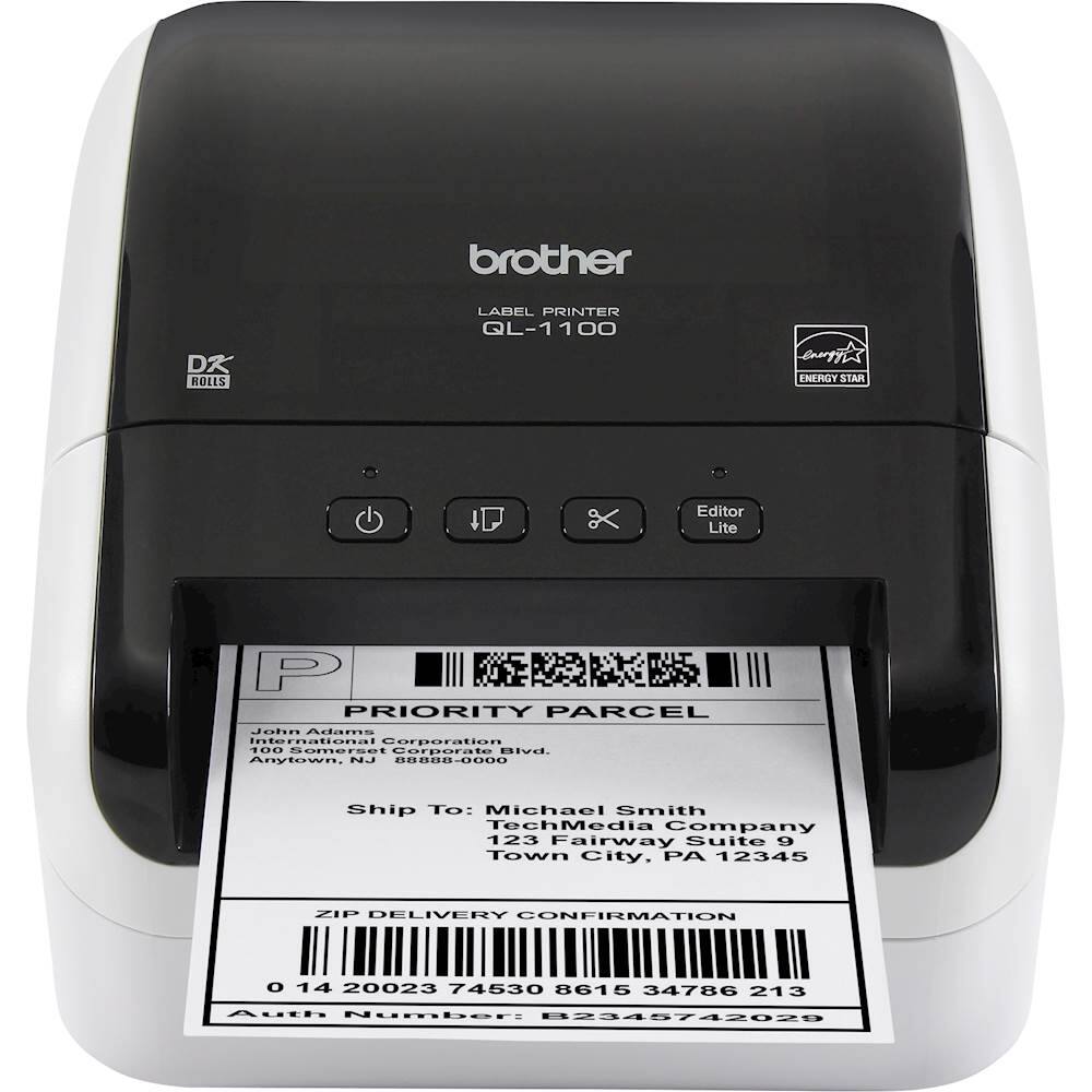 Alt View 1. Brother - QL-1100 Wide Format, Postage and Barcode Professional Label Printer - White/Black.